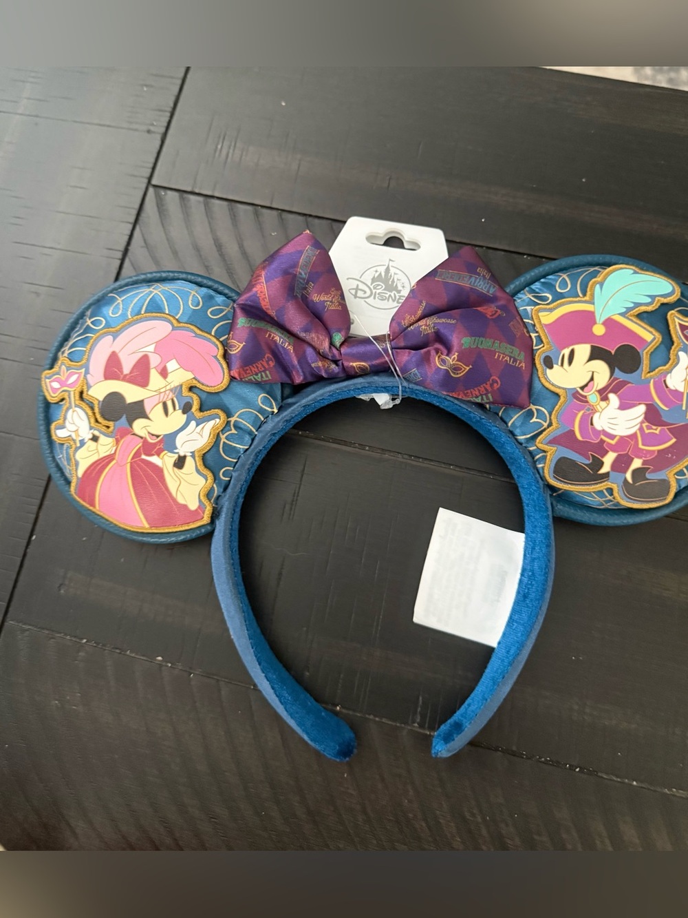 NWT Disney Parks Epcot Minnie & Mickey Italy Ears Mascarade Headband